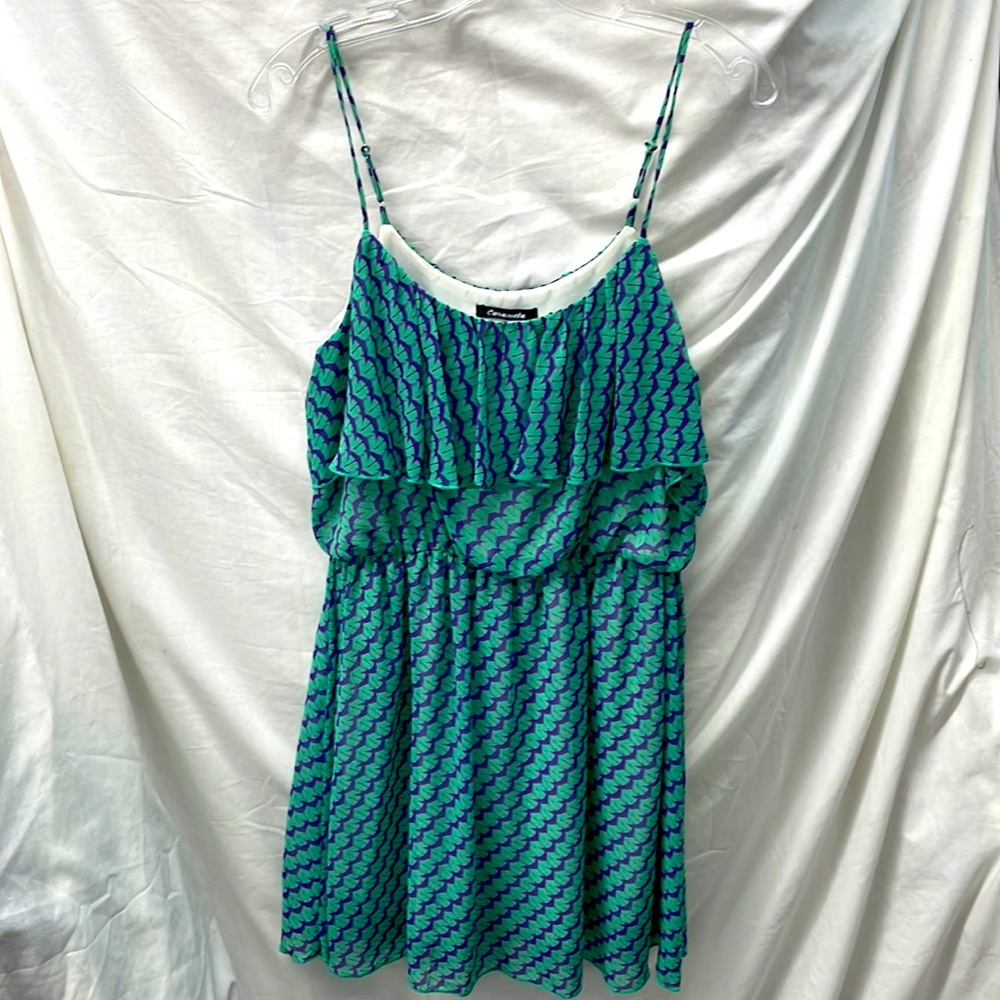 Caramels sleeveless ruffled top lined sundress ladies sz L